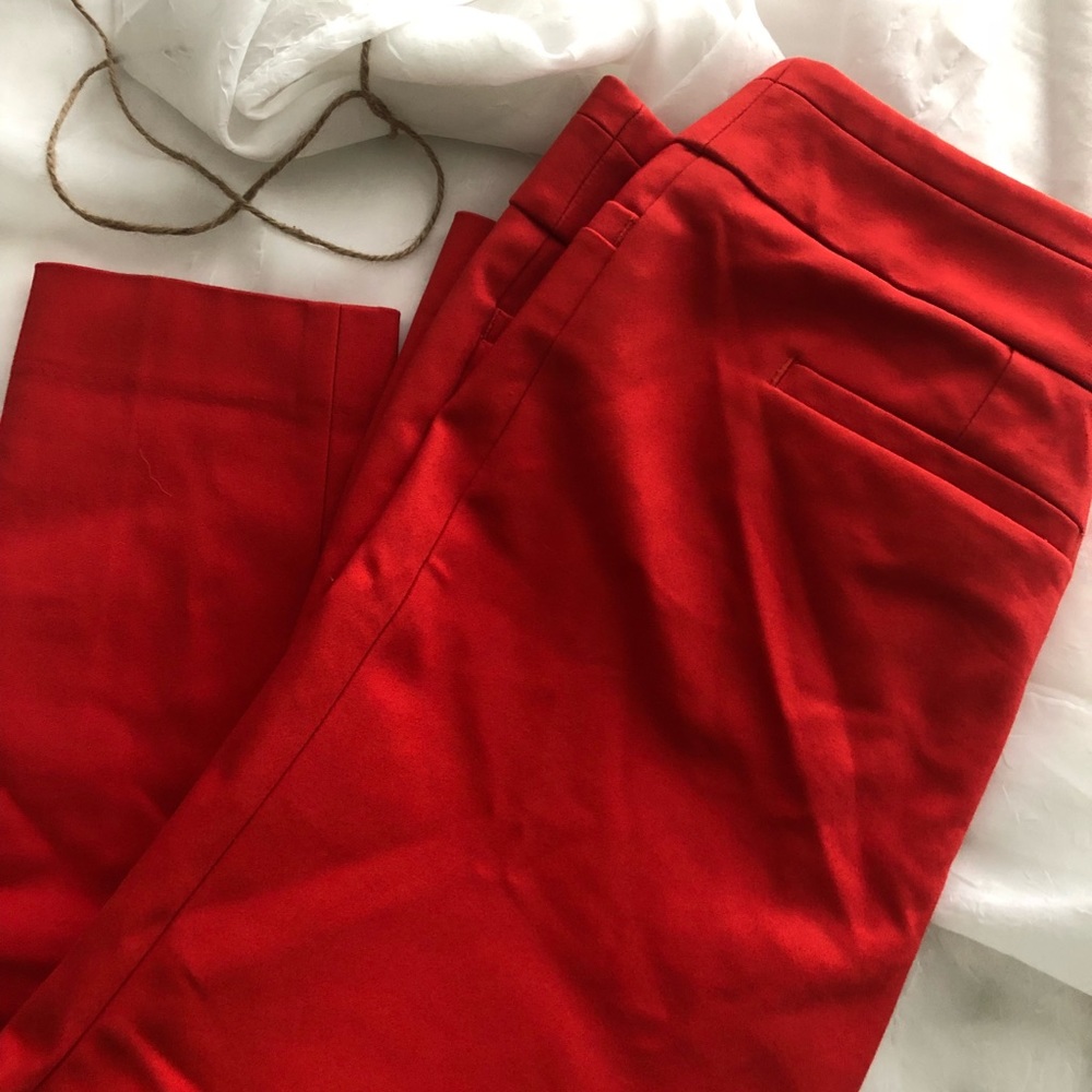 Loft red orange crop pants